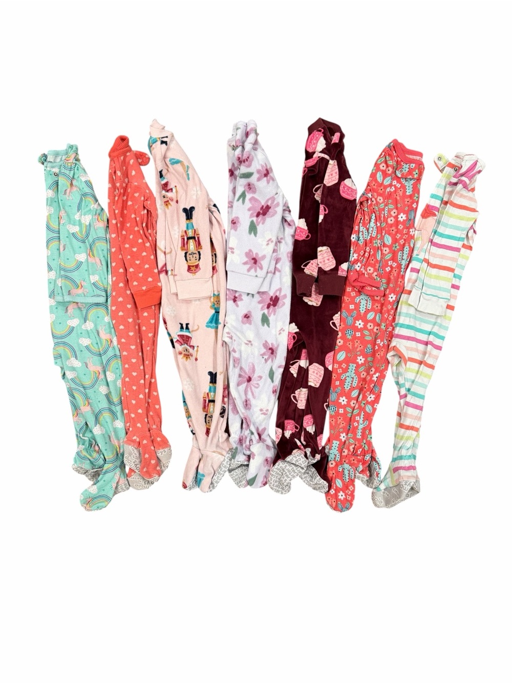 12M Carter’s Zip Up One-Piece Footed Pajamas Girls Bundle Lot of 7